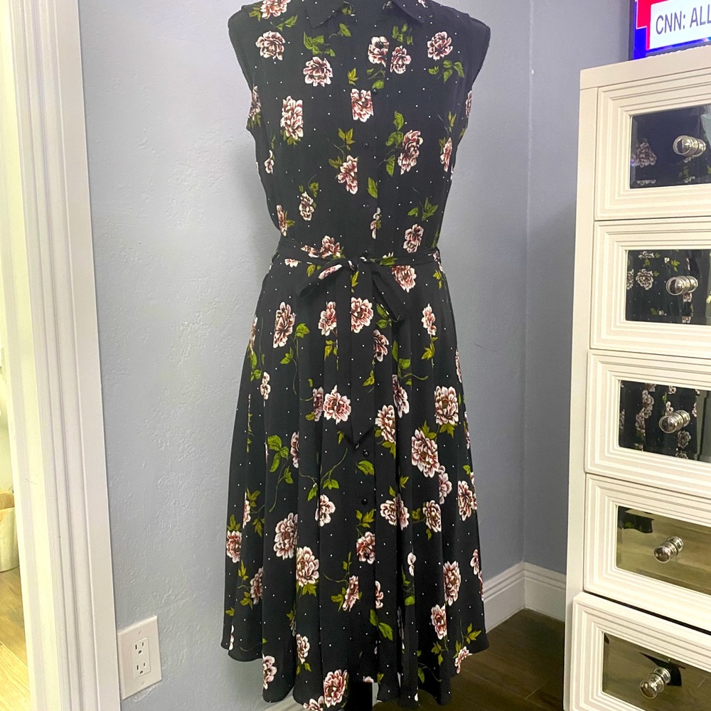 Button-down fit-and-flare midi dress.